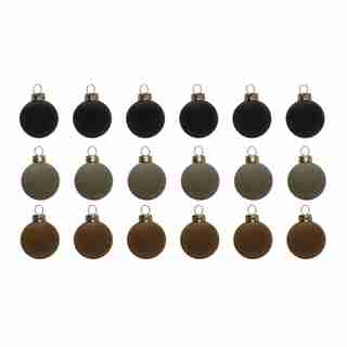 FLOCKED BALL ORNAMENTS GREEN SET OF 18