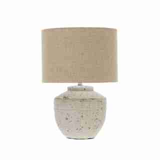 DISTRESSED CEMENT TABLE LAMP 18"