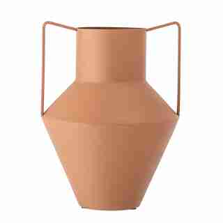 METAL VASE WITH HANDLES MATTE RUST