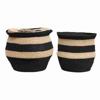 SEAGRASS BASKETS WITH LIDS SET OF 2