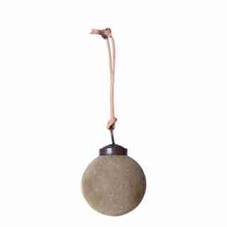 ROUND FLOCKED GLASS ORNAMENT TAUPE