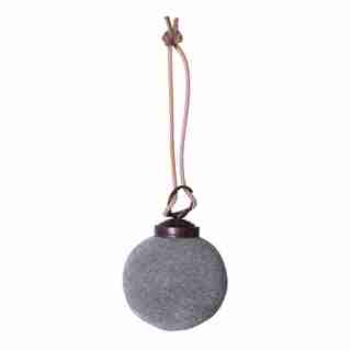 ROUND FLOCKED GLASS ORNAMENT BLUE