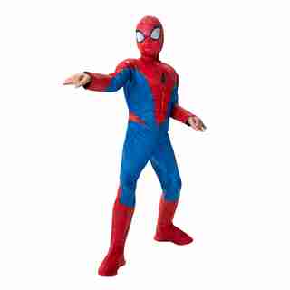 MARVEL’S SPIDER-MAN QUALUX COSTUME (CHILD) - Poly Jersey Jumpsuit Stuffed with Polyfill and Fabric Mask