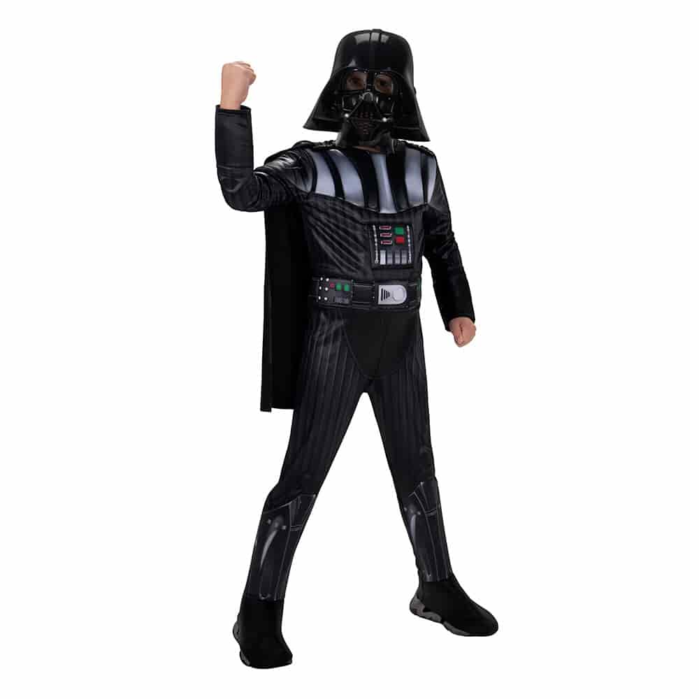 STAR WARS DARTH VADER QUALUX COSTUME (CHILD) - Qualux Jumpsuit with  Detachable Cape and 3D Half Mas...