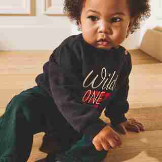 BUFFALO CHECK CREWNECK SWEATER, BLACK, 18-24 MONTHS