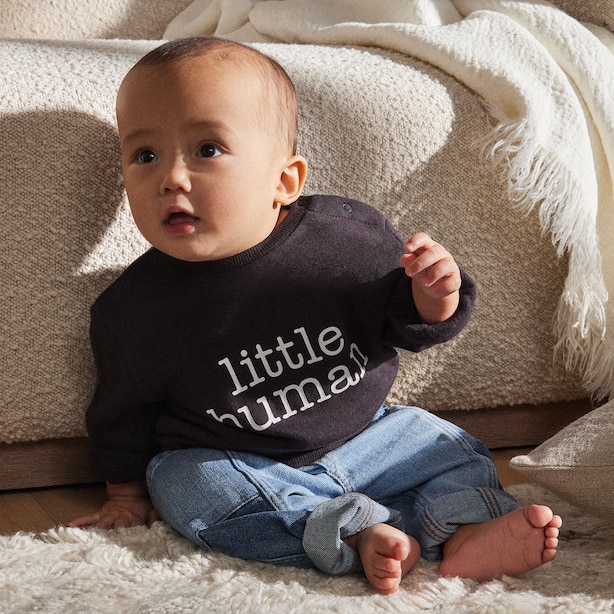 CREWNECK SWEATSHIRT, LITTLE HUMAN, 1824 MONTHS by the littlest Gifts