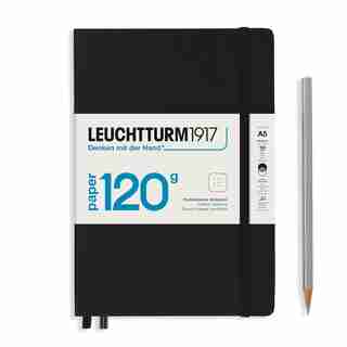 LEUCHTTURM1917 - CARNET DE NOTES MEDIUM (A5), EDITION 120, COUV. RIGIDE, 203 PAGES NUM., NOIR, POINTILLÉ