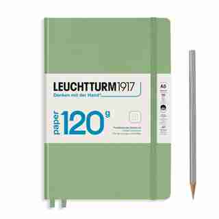 LEUCHTTURM1917 - CARNET DE NOTES MEDIUM (A5), EDITION 120, COUV. RIGIDE, 203 PAGES NUM., SAUGE, POINTILLÉ