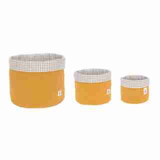 Lassig Storage Basket 3 Piece Muslin Set Mustard