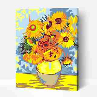 Peinture par numéros pour adultes et enfants, Kit de peinture acrylique - "Tournesols", 13,8 x 17,7 po