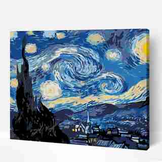 Peinture par numéros pour adultes et enfants, Kit de peinture acrylique - "Nuit étoilée", 33 x 17,7 po