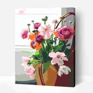 bricolage peinture par numéros pour adultes et enfants, kit de peinture acrylique - "Fleurs 2,43", 13,8 x 17,7 po
