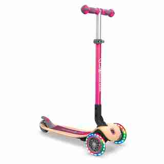 Globber Primo Foldable Wood Lights Deep Pink