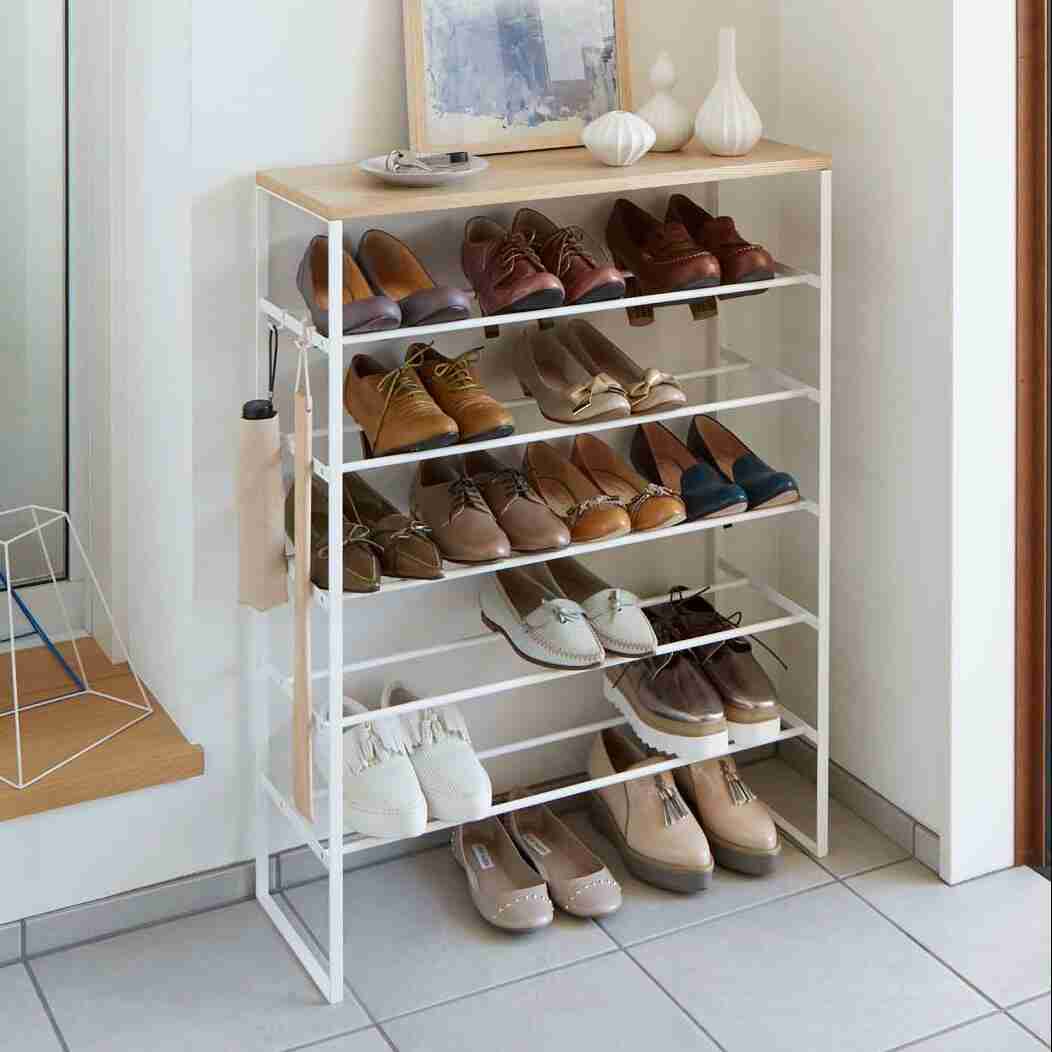 Tower 6-Tier Wood Top Shoe Rack, White by Yamazaki Home ...