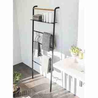 Tower Leaning Ladder With Shelf, Black