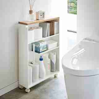 Tower Rolling Slim Bathroom Cart, White