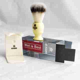 Ensemble de rasage 2 pièces, brosse à poils mélangés et support, crème