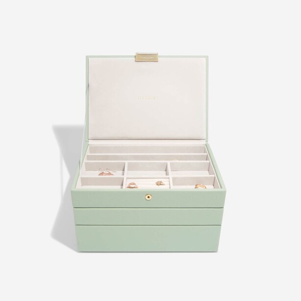 Classic Set of 3 Jewellery Box, Sage Green by Stackers Gifts www