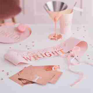 ECHARPE BLUSH PERSONNALISEE OR ROSE POUR ENTERREMENT VIE DE JEUNE FILLE