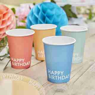 Coupes Eco Paper - Joyeux anniversaire - Couleurs mixtes