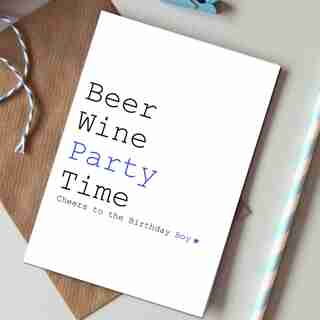 Birthday Card Beer Wine Party