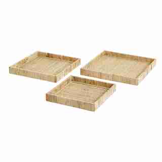 NORDAL FUJI SQUARE RATTAN TRAYS SET OF 3