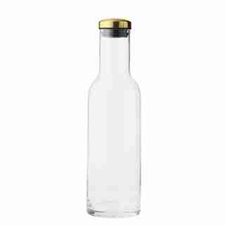 BOTTLE CARAFE CLEAR WITH BRASS LID 1L