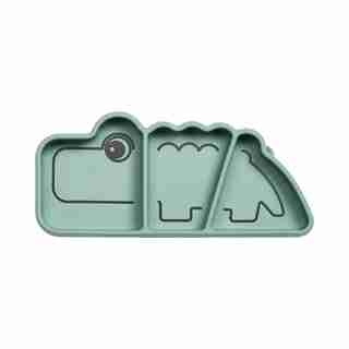 Done by Deer Silicone Stick & Stay snack plate Croco Green