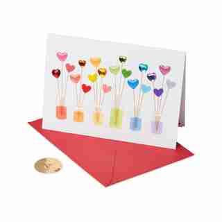Papyrus Valentine's Day Card - Rainbow Hearts in Jar