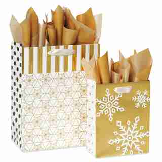 Papyrus Gift Bags with Tissue Paper, Winter Wonder, 2 Bags, 1 Large 13", 1 Medium 9", 18 Sheets