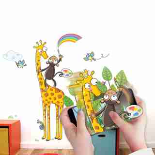 Wall Stories Kids Wall Stickers - Discover Colors - Interactive Animal Wall Stickers for Kids Bedrooms - Large Peel and Stick Wall Decals with Free Play and Activity App