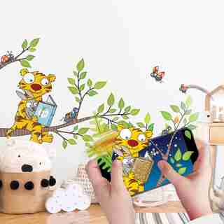 Wall Stories Kids Wall Stickers - Discover Reading - Interactive Animal Wall Stickers for Kids Bedrooms - Large Peel and Stick Wall Decals with Free Play and Activity App