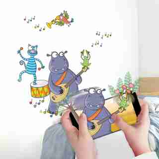 Wall Stories Kids Wall Stickers - Discover Music - Interactive Animal Wall Stickers for Kids Bedrooms - Large Peel and Stick Wall Decals with Free Play and Activity App