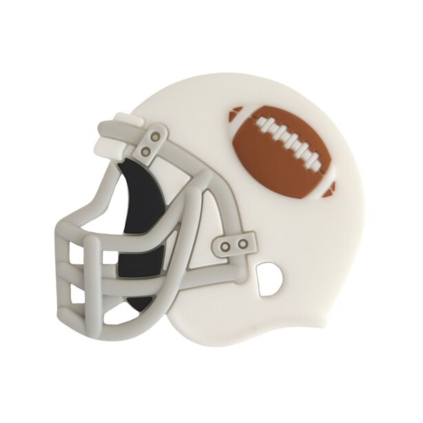 Football Helmet Silicone Teether, White by Sloane & Blake Gifts www