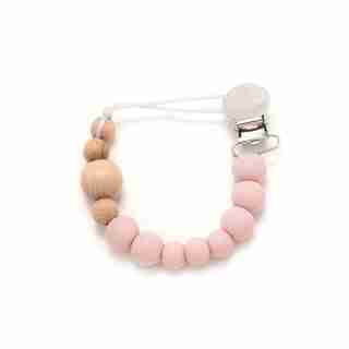 Loulou Lollipop Color Block Pacifier Clip Pink Quartz