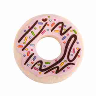 LOULOU LOLLIPOP SILICONE BABY TEETHER, PINK DONUT