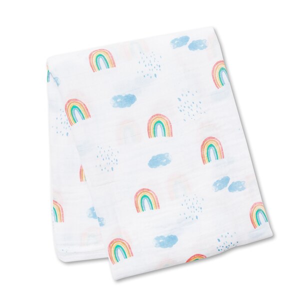 Lulujo Swaddle Blanket Muslin Cotton Rainbow Sky by Lulujo Gifts www.chapters.indigo.ca