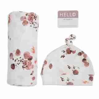 Couverture et chapeau noué Hello World Eucalyptus
