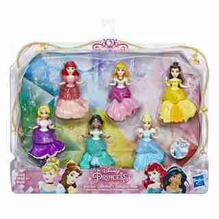 Disney Princess Collectible Dolls, Set of 6 with 6 Royal Clips Fashions, One-Clip Dresses, Toy for 3 year olds and up