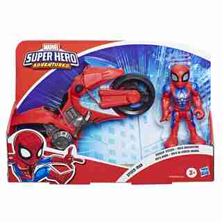 Playskool Heroes Marvel Super Hero Adventures Spider-Man Swingin' Speeder, 5-Inch Figure and Motorcycle Set, Toys for Kids Ages 3 and Up