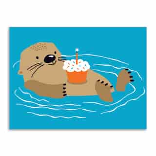 Birthday Card Otter With Cupcake