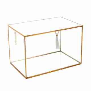 GLASS WEDDING CARD BOX WITH GOLD ACCENTS