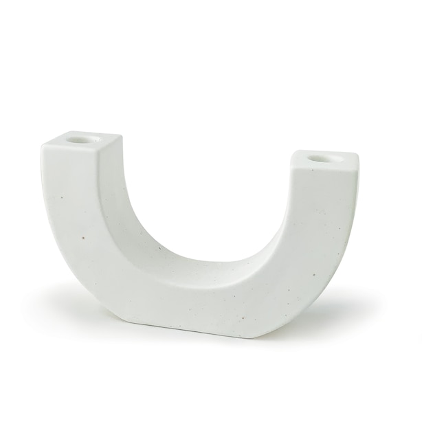 PADDYWAX U SHAPE CERAMIC TAPER CANDLE HOLDER WHITE SPECKLE by Paddywax