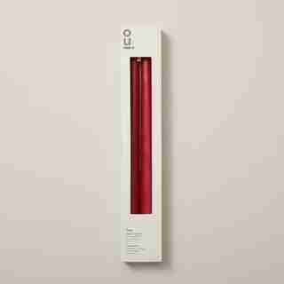SET OF 2 SMOOTH TAPER CANDLES 12" RED