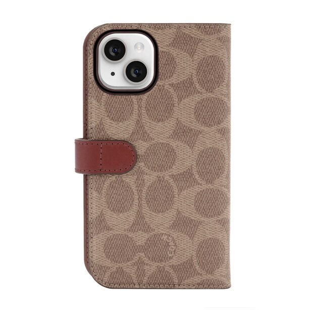 Coach Folio Case for iPhone 14 and iPhone 13 Signature C Tan by Coach