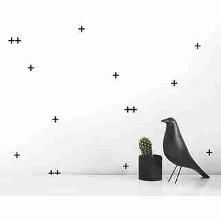 small cross wall decal black