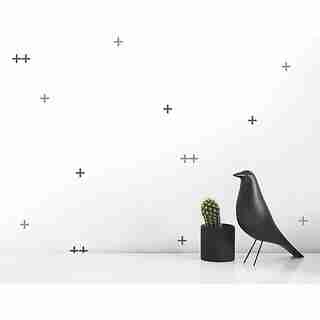 small cross wall decal gray