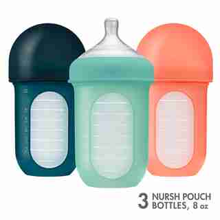 Boon Nursh Bottle 8oz 3 Pack Mint/Cantalopue/Navy