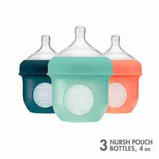 Boon Nursh Bottle 4oz 3 Pack Mint/Cantaloupe/Navy
