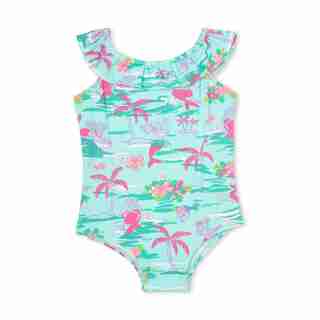 Tropical Mermaid Ruffle Sleeve Swimsuit Size 2